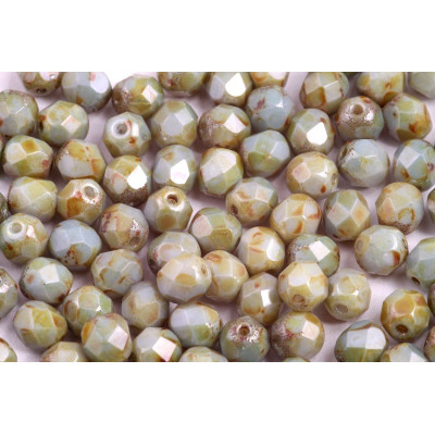 Fire Polished Beads 6mm Luster Opaque Green 65431 | Rutkovsky