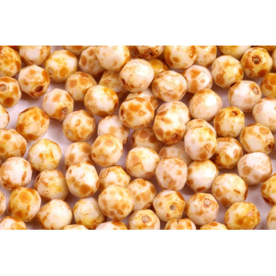 Fire Polished Beads 6mm Opaque White Picasso 03000/86800