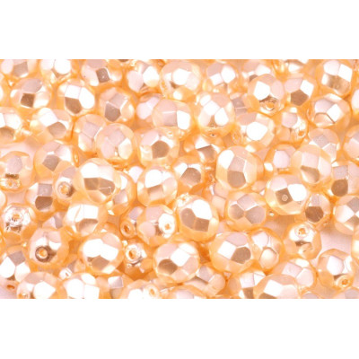 Fire Polished Beads 6mm Crystal Pearl Peach 00030/70411 | Czech Glass