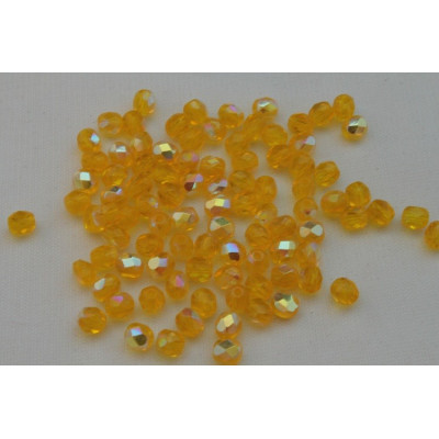 Fire Polished Beads 4mm Yellow AB 2299 | Rutkovsky Czech Glass