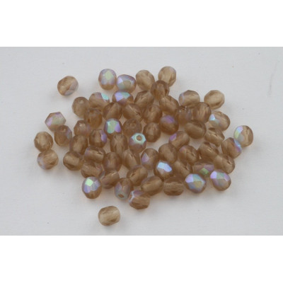 Fire Polished Beads 4mm Sand Brown AB 3404 | Czech Glass Beads