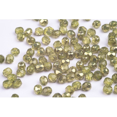 Fire Polished Beads 4mm Metallic Olive Green 4786 | Czech Glass