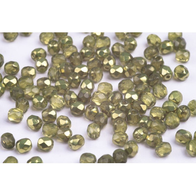Fire Polished Beads 4mm Olive Green 10035 | Czech Glass Beads