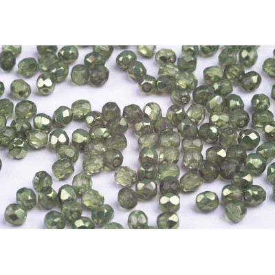 Fire Polished Beads 4mm Sage Green | Czech Glass Rutkovsky