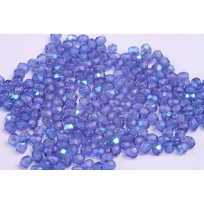 Fire Polished Beads 4mm Blue Iridescent 5055 | Rutkovsky Glass