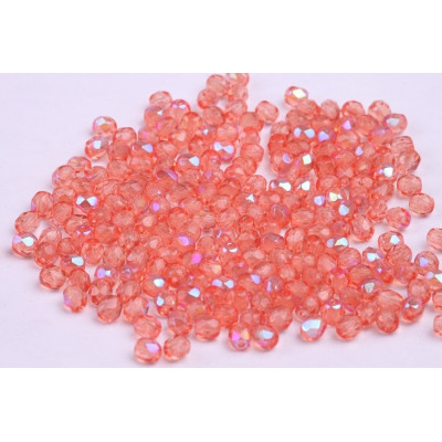 Fire Polished Beads 4mm Coral AB 10024/AB | Czech Glass Beads