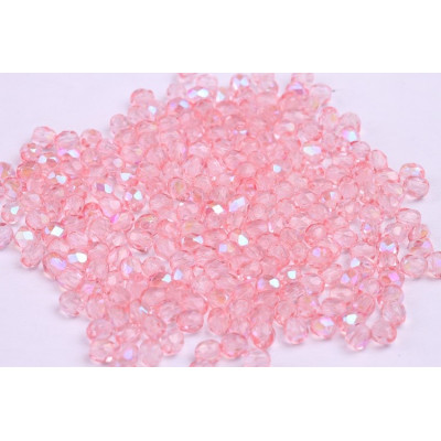 Czech Fire Polished Beads 4mm Pink AB 10023/AB | Rutkovsky