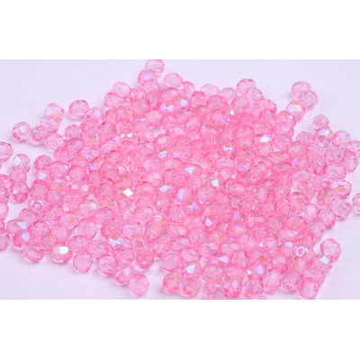 Fire Polished Beads 4mm Pink 10009/AB | Czech Glass Beads
