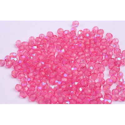Fire Polished Beads 4mm Pink AB 10030/AB | Czech Glass Beads