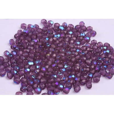 Fire Polished Beads 4mm Violet AB 10039/AB | Czech Glass Beads