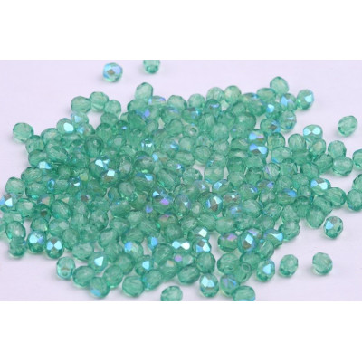 Fire Polished Beads 4mm Aqua Green AB 10033/AB | Rutkovsky Glass