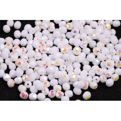 Fire Polished Beads 4mm White AB 02020/28701 | Rutkovsky Czech Glass
