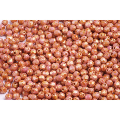 Czech Fire Polished Beads 4mm White Red 02020/65491 | Glass Beads