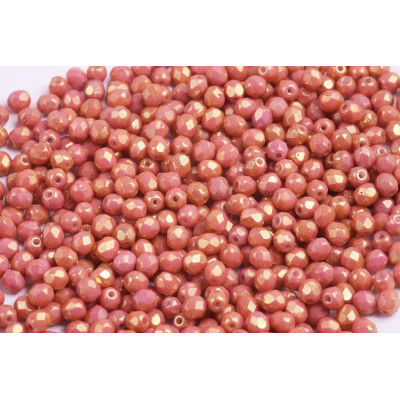 Fire Polished Beads 4mm White Red Luster 03000/14495 | Rutkovsky