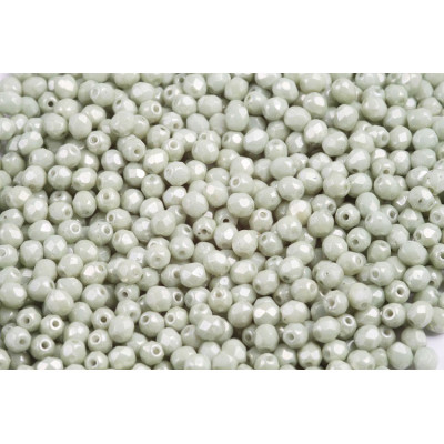 Fire Polished Beads 4mm White Green Luster 02020/14457 | Glass Beads