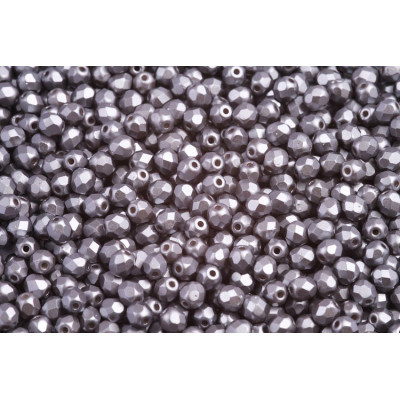 Fire Polished Beads 4mm Pastel Light Grey Silver 02020/25028