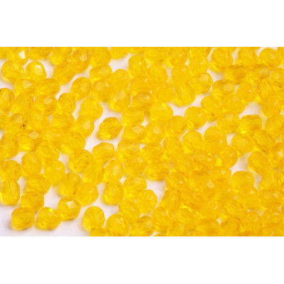Fire Polished Beads 4mm Yellow Amber 80020 | Czech Glass Beads
