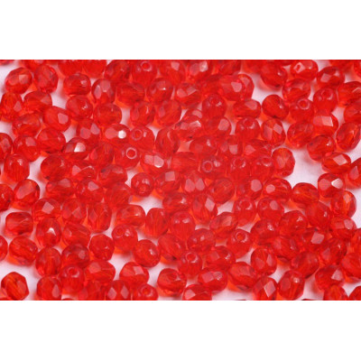 Fire Polished Beads 4mm Transparent Red Matt 90090 | Glass Beads