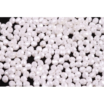 Fire Polished Beads 4mm White Luster 03000-14400 | Czech Glass