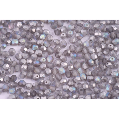 Fire Polished Beads 4mm Matte Silver Rainbow 00030/84100/98530