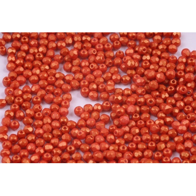 Fire Polished Beads 4mm Gold Shine Orange 02010/24102 | Czech Glass