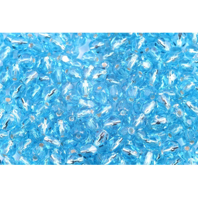 Czech Fire Polished Beads 4mm Aquamarine Silver-Lined 60020/81800