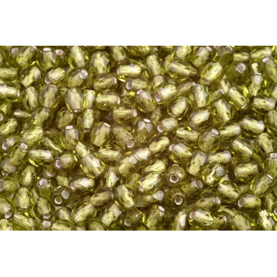 Fire Polished Beads 4mm Olivine Silver-lined 50230/81800 | Czech Glass