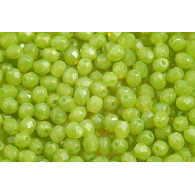 Fire Polished Beads 4mm Milky DK Peridot 51010 | Czech Glass