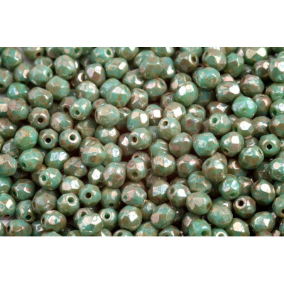 Fire Polished Beads 4mm Turquoise Green Picasso 63130/43400 | Glass