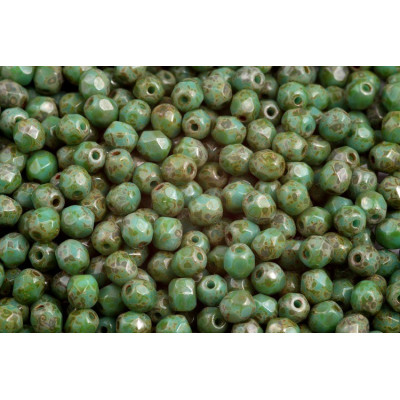 Fire Polished Beads 4mm Turquoise Green Travertine 63130/86805