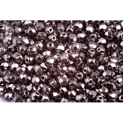 Fire Polished Beads 4mm Crystal Chrome Full 27400 | Czech Glass