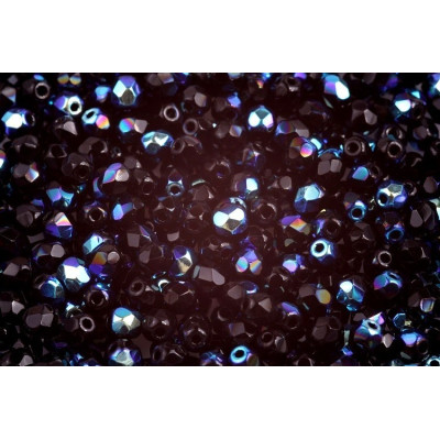 Fire Polished Beads 4mm Jet AB 23980/28701 | Czech Glass