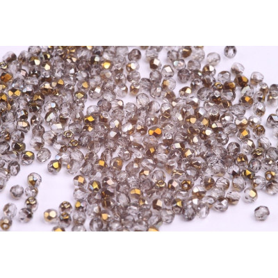 Fire Polished Beads 3mm Smoky Grey Gold 4977 | Czech Glass