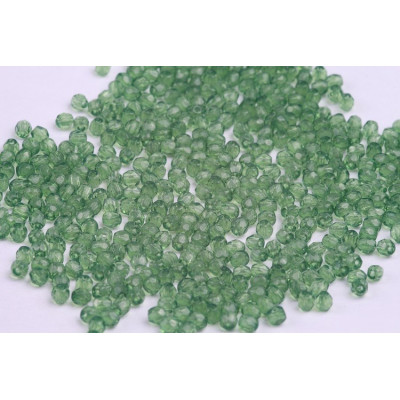 Fire Polished Beads 3mm Transparent Green 5051 | Czech Glass