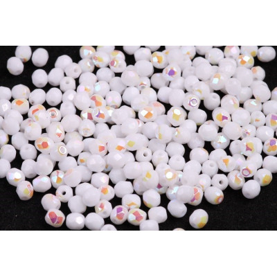 Fire Polished Beads 3mm White AB 02020/28701 | Czech Glass
