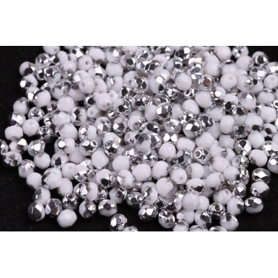 Fire Polished Beads 3mm White Labrador 02020/27001 | Rutkovsky