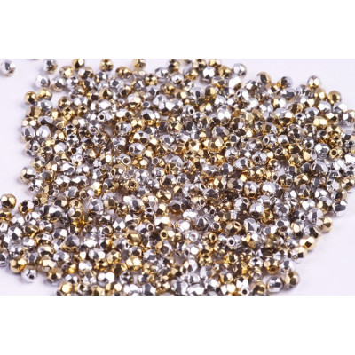 Fire Polished Beads 3mm Chrome & Gold 02020/98550 | Czech Glass