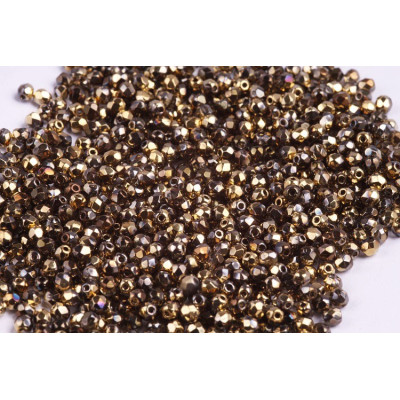 Fire Polished Beads 3mm Metallic Gold 02020/98543 | Czech Glass