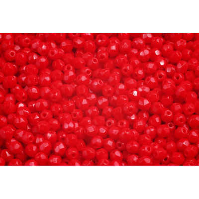 Fire Polished Beads 3mm Opaque Coral Red 93200 | Czech Glass