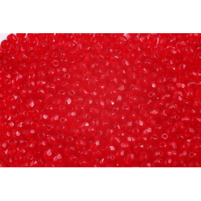Fire Polished Beads 3mm Transparent Red 90090 | Czech Glass