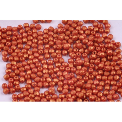 Fire Polished Beads 3mm Gold Shine Brick Red 02010/24106