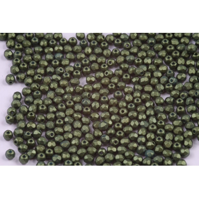 Fire Polished Beads 3mm Gold Shine Olive Green 02010/24103 | Czech