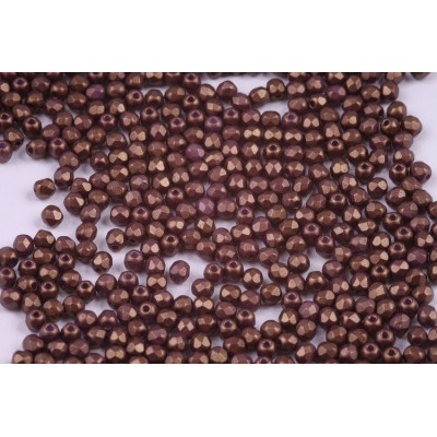 Fire Polished Beads 3mm Gold Shine Saddle Brown 02010/24107