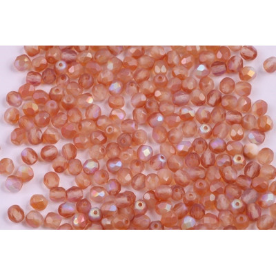 Fire Polished Beads 3mm Matte Orange Rainbow 00030