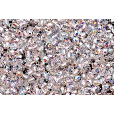 Fire Polished Beads 3mm Crystal Silver Lined AB 00030 | Glass Beads