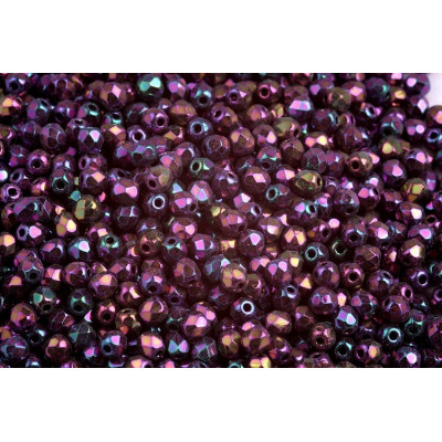 Fire Polished Beads 3mm Jet Red Iris 23980/21495 | Czech Glass