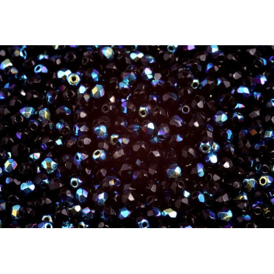Fire Polished Beads 3mm Jet AB 23980/28701 | Czech Glass Beads