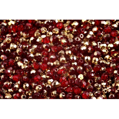 Fire Polished Beads 3mm Ruby Gold 90080/26441 | Czech Glass Beads