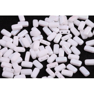 Bricks Beads 4x8 mm N. 17 WHITE ALABASTER AB MAT