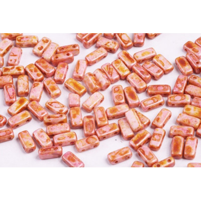 Bricks Beads 4x8 mm N. 21 WHITE PINK LAZURA